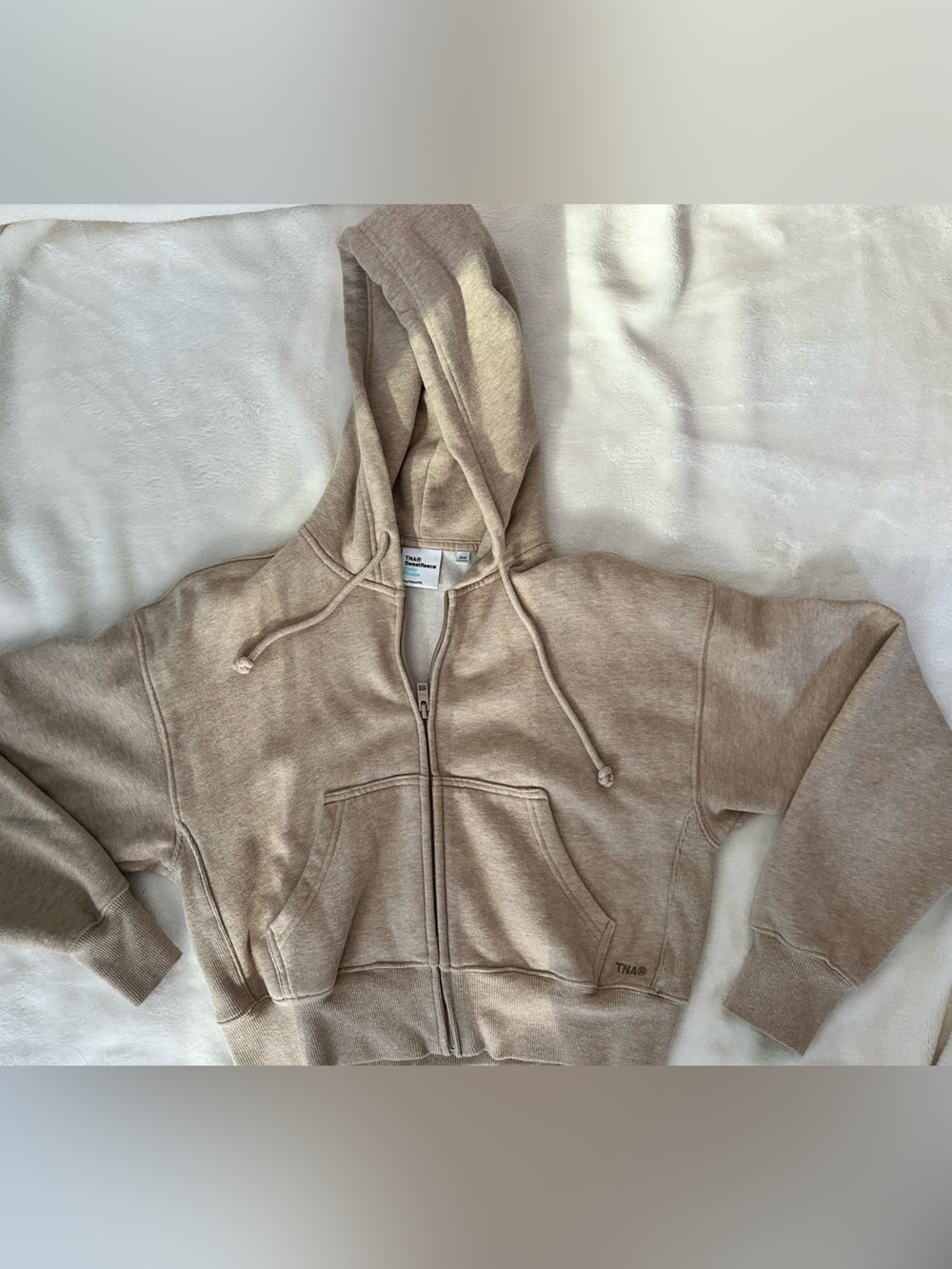 TNA Sweatfleece Cozy Fleece Boyfriend Fit Cropped Hoodie